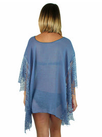 Navy Blue Sheer Swim Beach Cover-Up Top