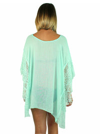 Mint Green Sheer Swim Beach Cover-Up Top