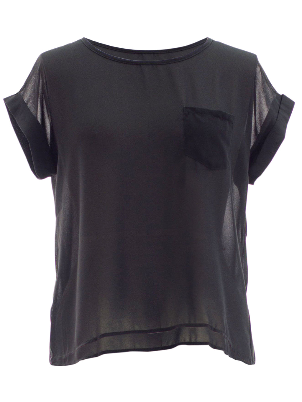 Black Short Sleeve Chiffon Plus Size Top