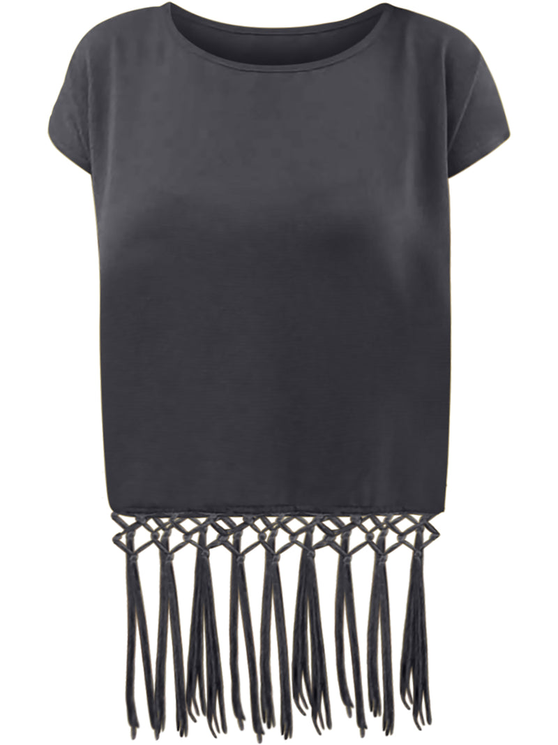 Black Bohemian Top With Long Fringe
