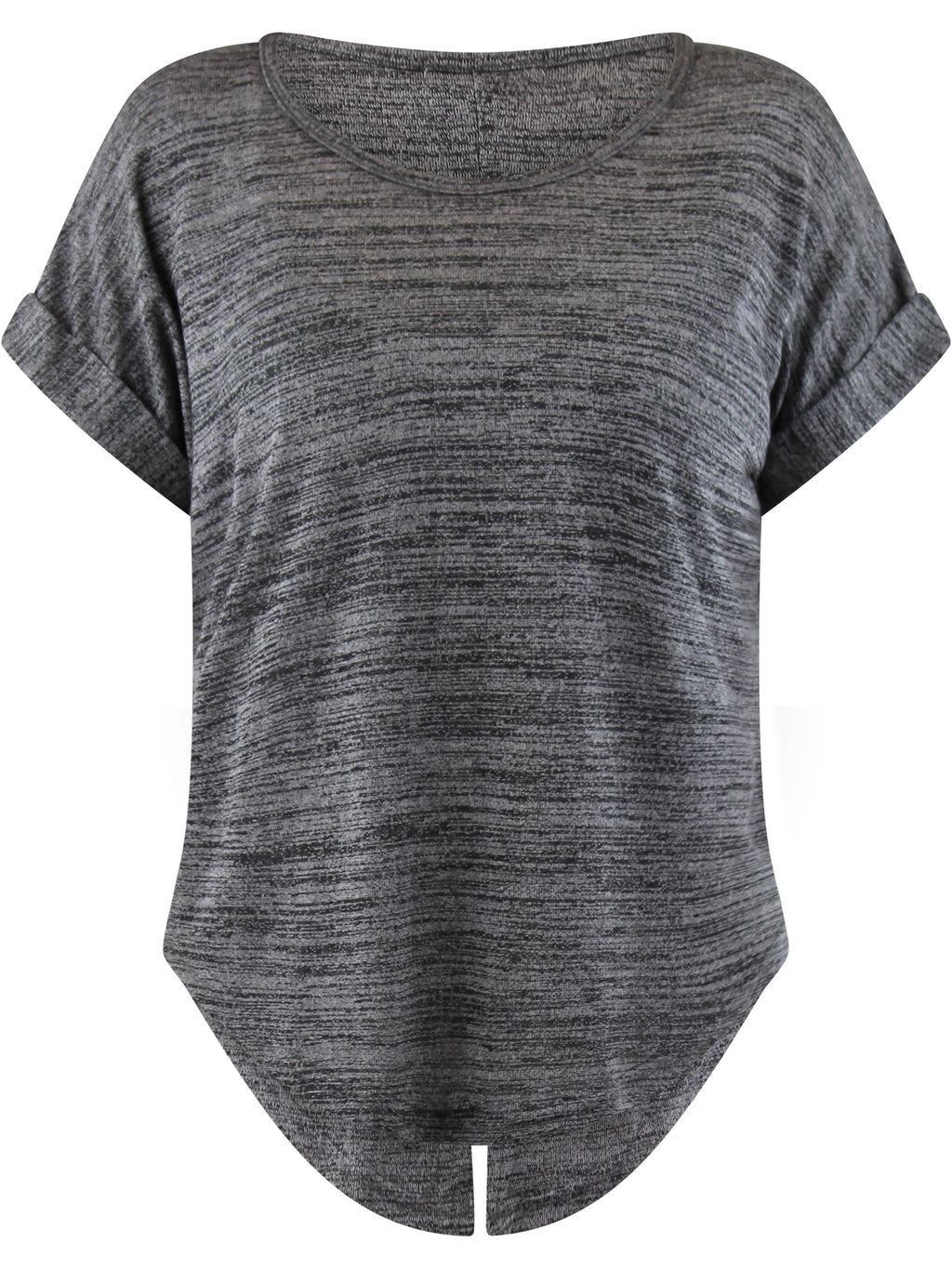 Black Heathered Knit Tie-Back Tee Top