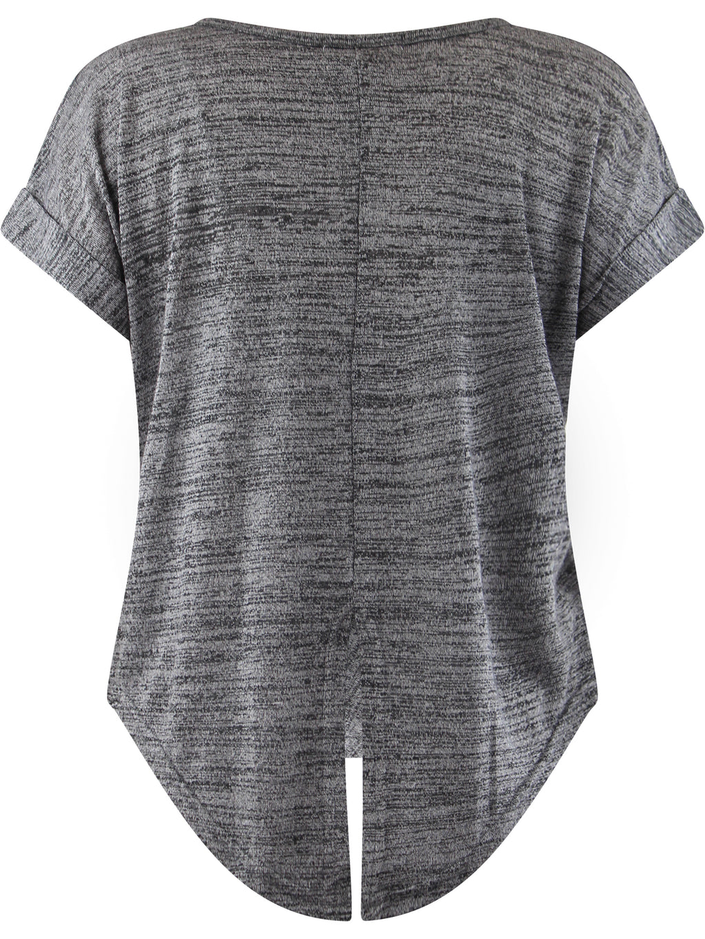 Black Heathered Knit Tie-Back Tee Top