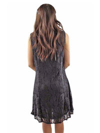 Black Paisley Lace Sleeveless Midi Dress