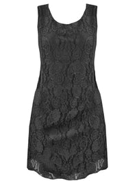 Black Paisley Lace Sleeveless Midi Dress