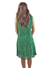 Green Paisley Lace Sleeveless Midi Dress