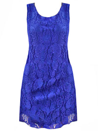 Royal Blue Paisley Lace Sleeveless Midi Dress