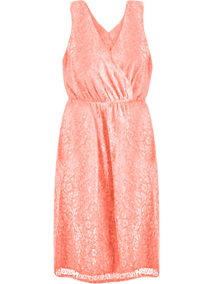 Light Pink Sleeveless High Waist Lace Midi Dress