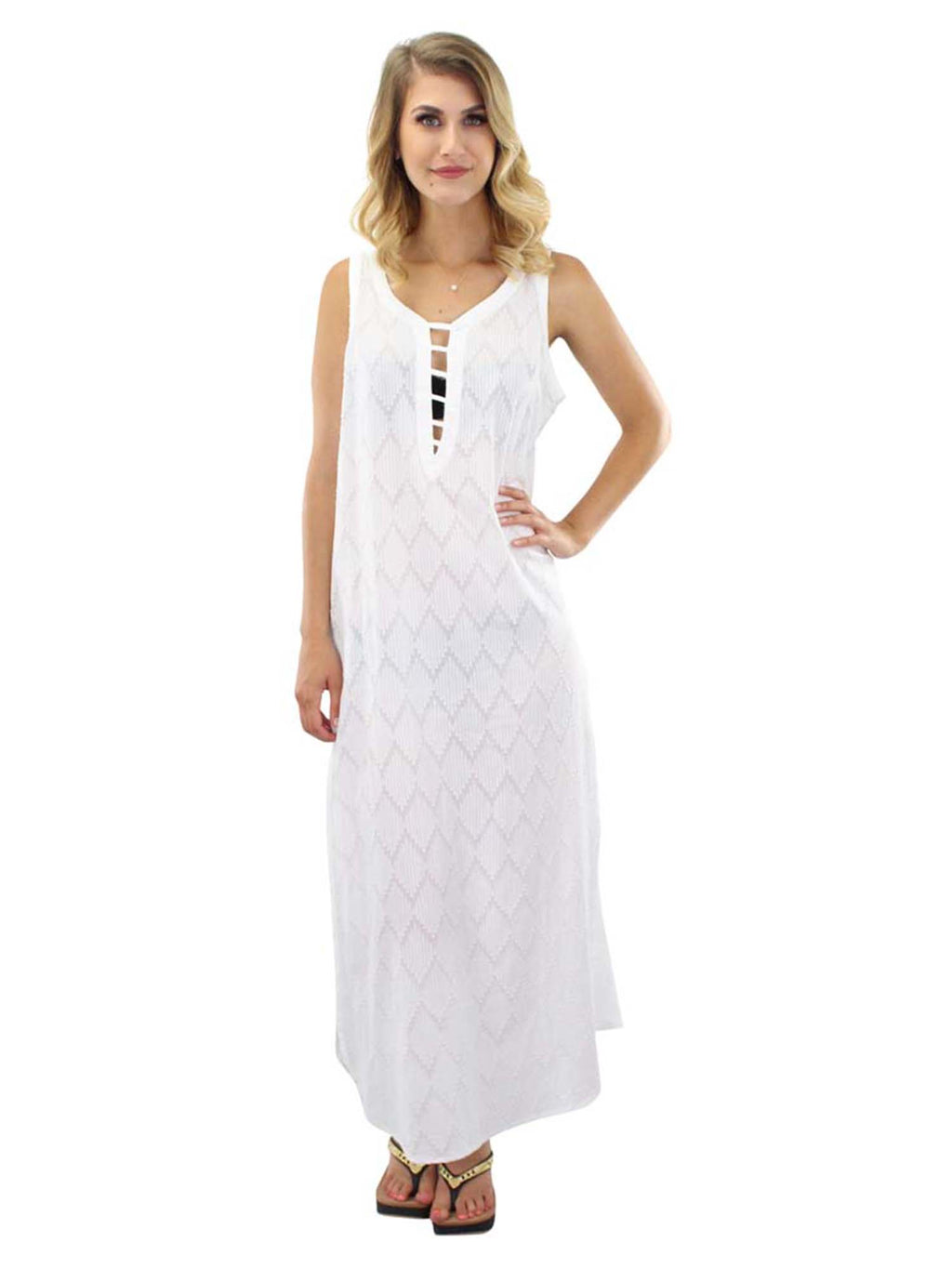 White Chevron Cover Up Dress