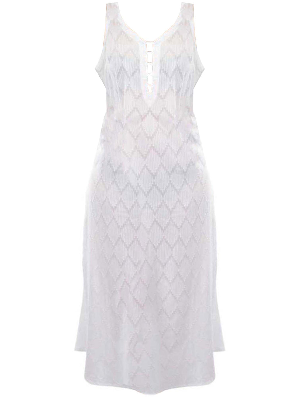 White Chevron Cover Up Dress