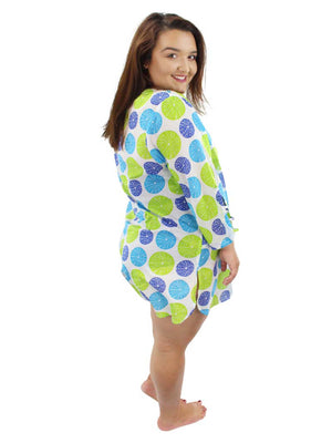 Blue & Green Polka Dot Plus Size Sundress Cover Up