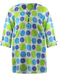 Blue & Green Polka Dot Plus Size Sundress Cover Up