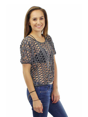 Short Sleeve Crop Top With Hole Cut-Outs