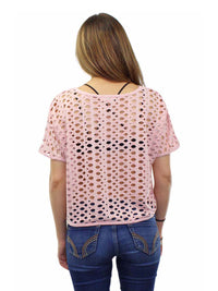 Short Sleeve Crop Top With Hole Cut-Outs