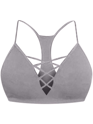 Charcoal Gray Crisscross Knit Racerback Bralette