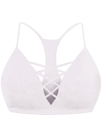 White Crisscross Ribbed Knit Racerback Bralette