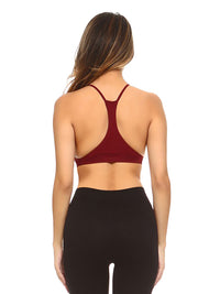 Burgundy Crisscross Ribbed Knit Racerback Bralette