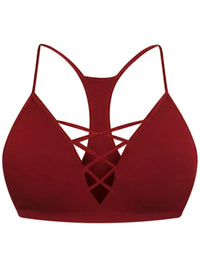 Burgundy Crisscross Ribbed Knit Racerback Bralette