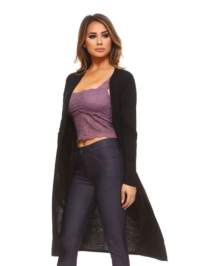 Black Open Front Cardigan