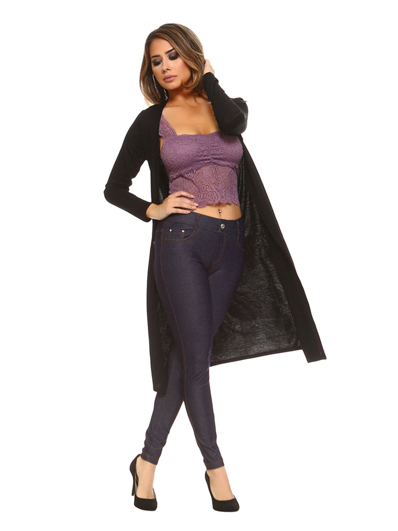 Black Open Front Cardigan