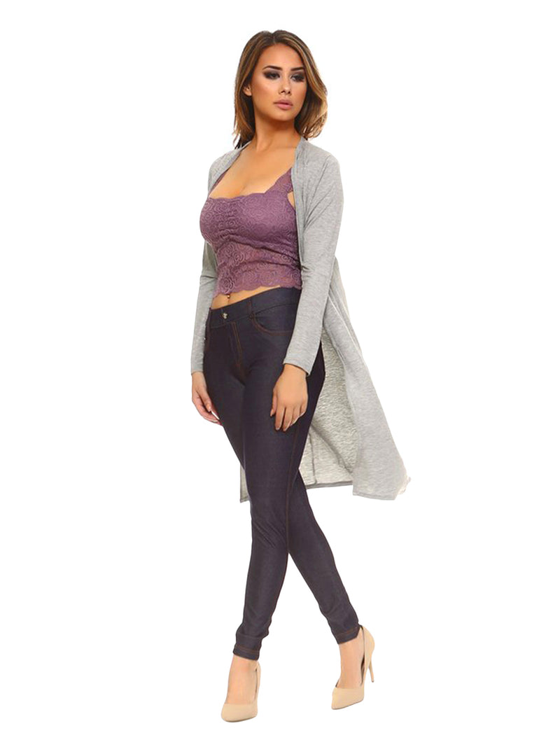 Light Gray Open Front Cardigan
