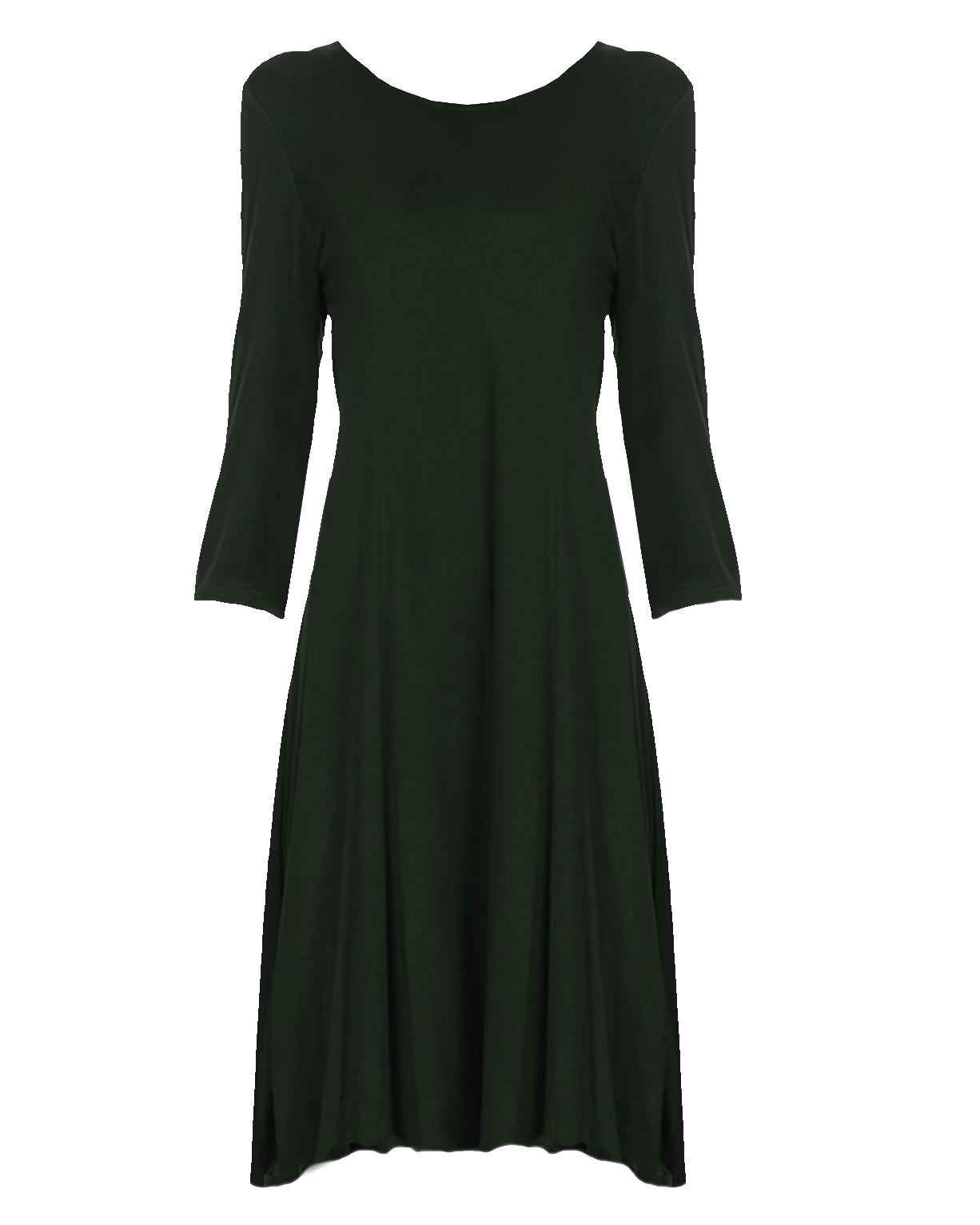 Olive Green Jersey Knit Long Sleeve Flared Swing Dress Size Medium Olive Green Jersey Knit Long Sleeve Flared Swing Dress Size Medium