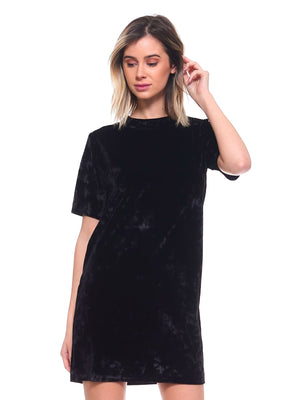 Black Velvet Short Sleeve Dress