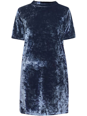 Charcoal Gray Womens Velvet Short Sleeve Dress