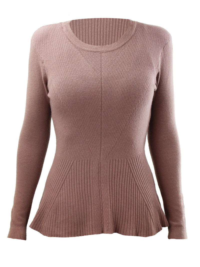 Mauve Pink Swing Hemline Womens Sweater