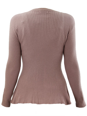 Mauve Pink Swing Hemline Womens Sweater