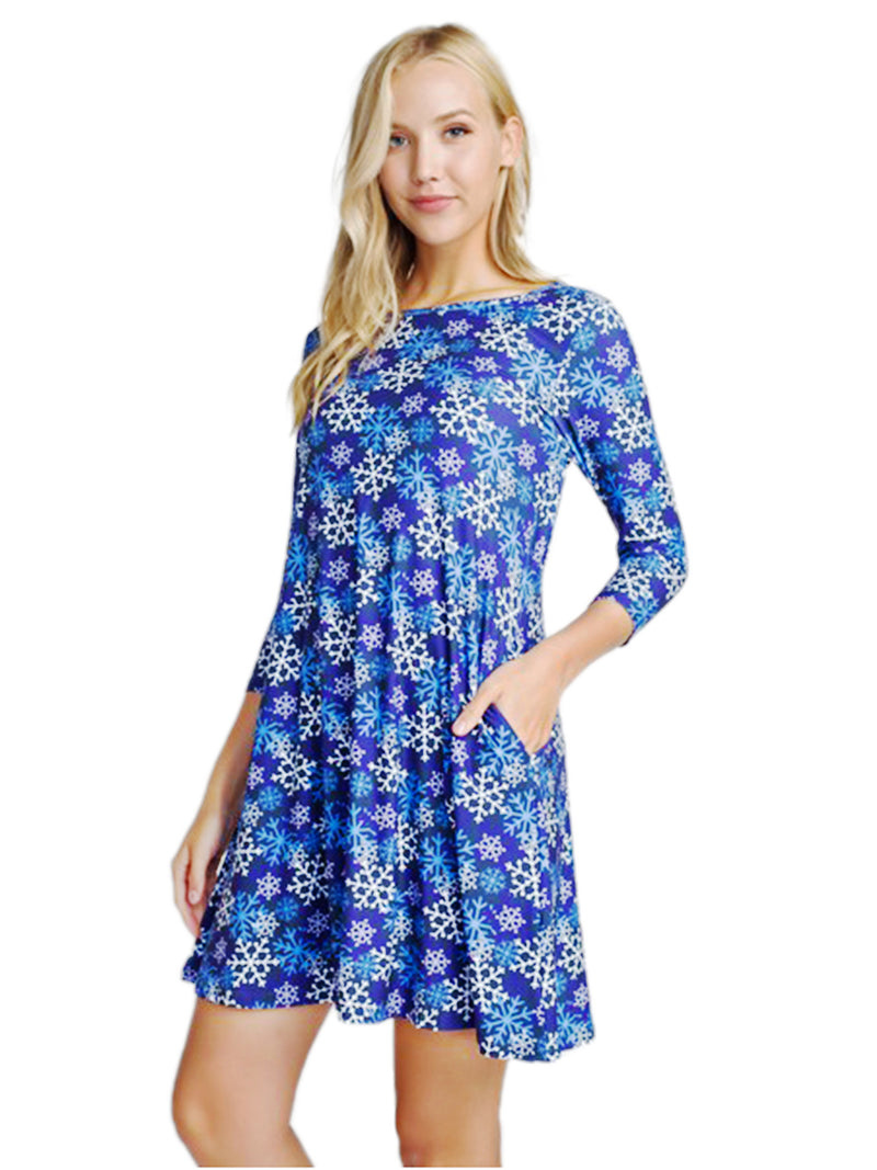 holiday swing dress Wholesale Women's Vacation Printing Waves Holiday V Neck Sleeveless Swing Dress