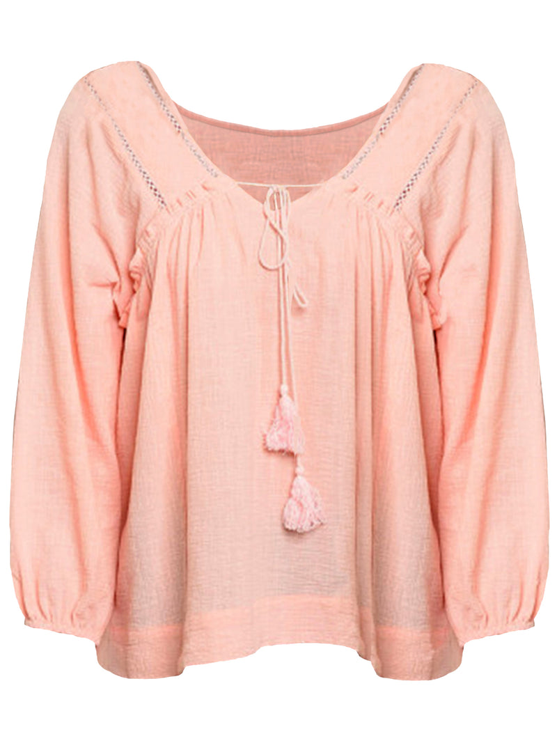 Blush Pink Womens Long Sleeve Tunic