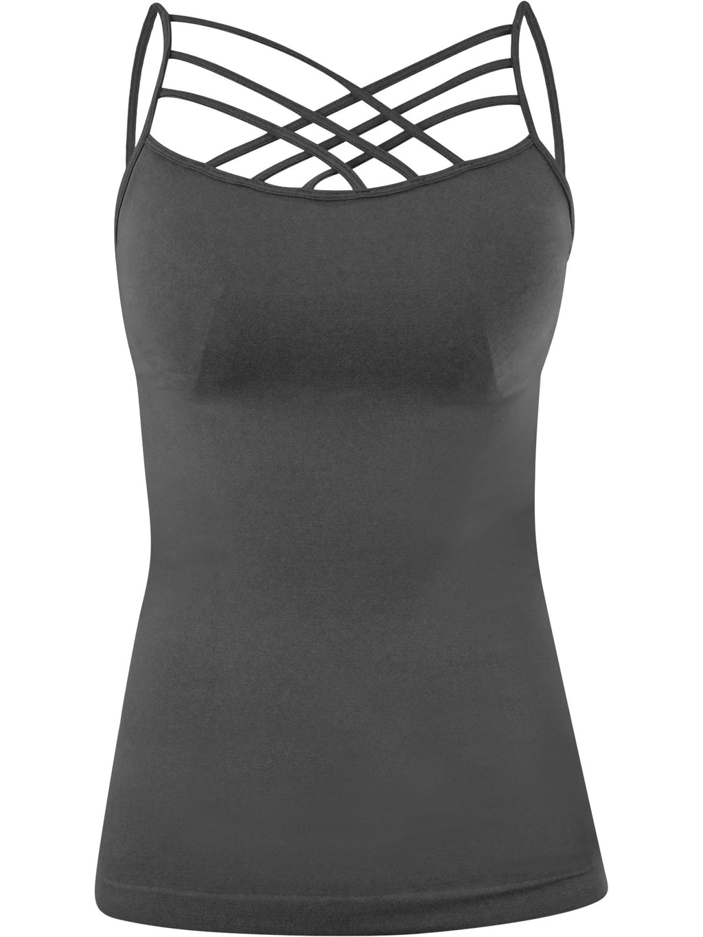 Womens Black Cage Top Spaghetti Strap Camisole