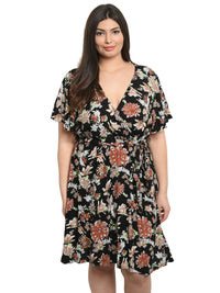 Black Plus Size Wrap Dress