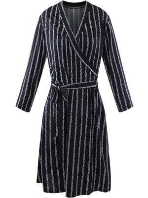 Black Long Sleeve Wrap Dress