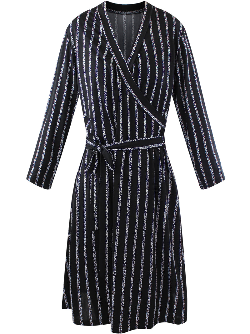 Black Long Sleeve Wrap Dress