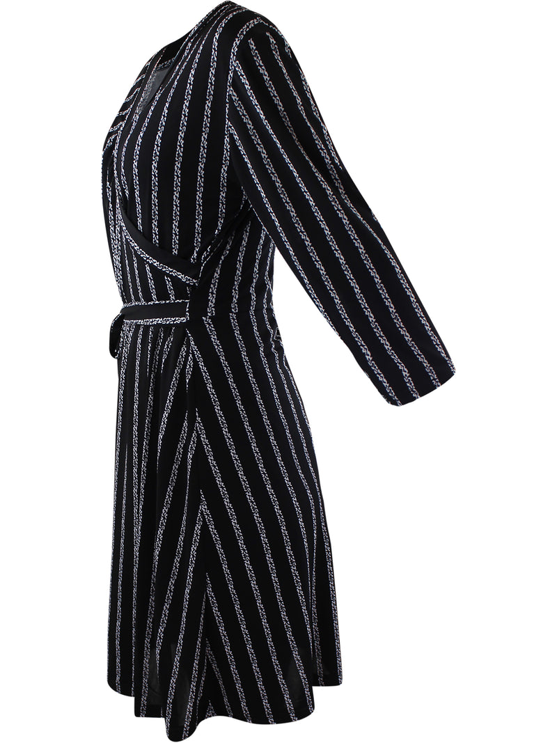 Black Long Sleeve Wrap Dress