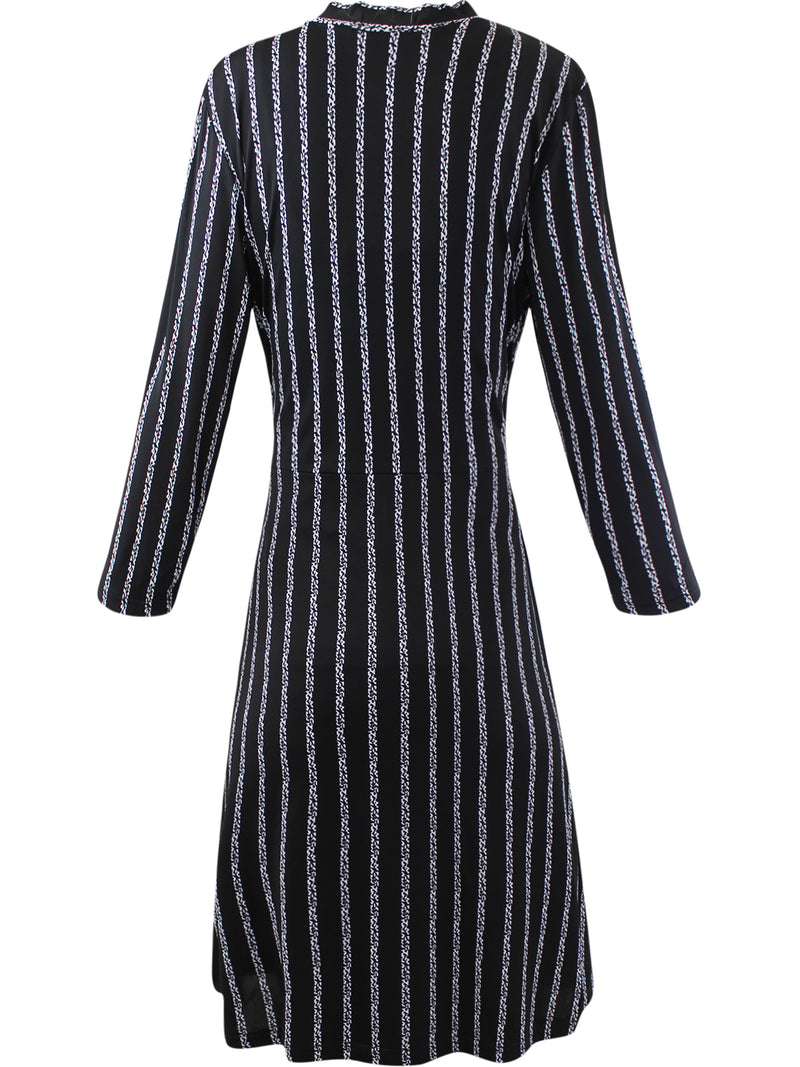 Black Long Sleeve Wrap Dress