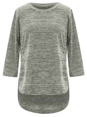 Gray Loose Fit Plus Size Hi-Lo Top