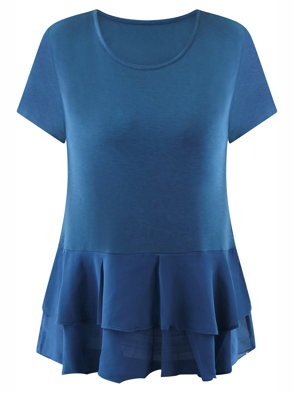 Short Sleeve Chiffon Top With Ruffle