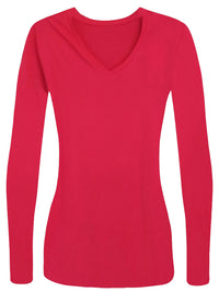 Pink Plus Size Long Sleeve V-Neck Tee Shirt