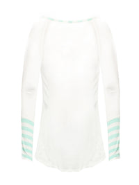 White Top With Striped Sleeves