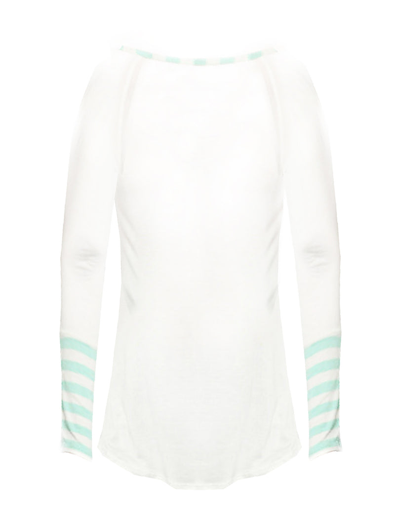 White Top With Striped Sleeves