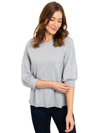 Grey Loose Fit Top With Back Tie Detail