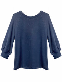 Navy Blue Loose Fit Top With Back Tie Detail