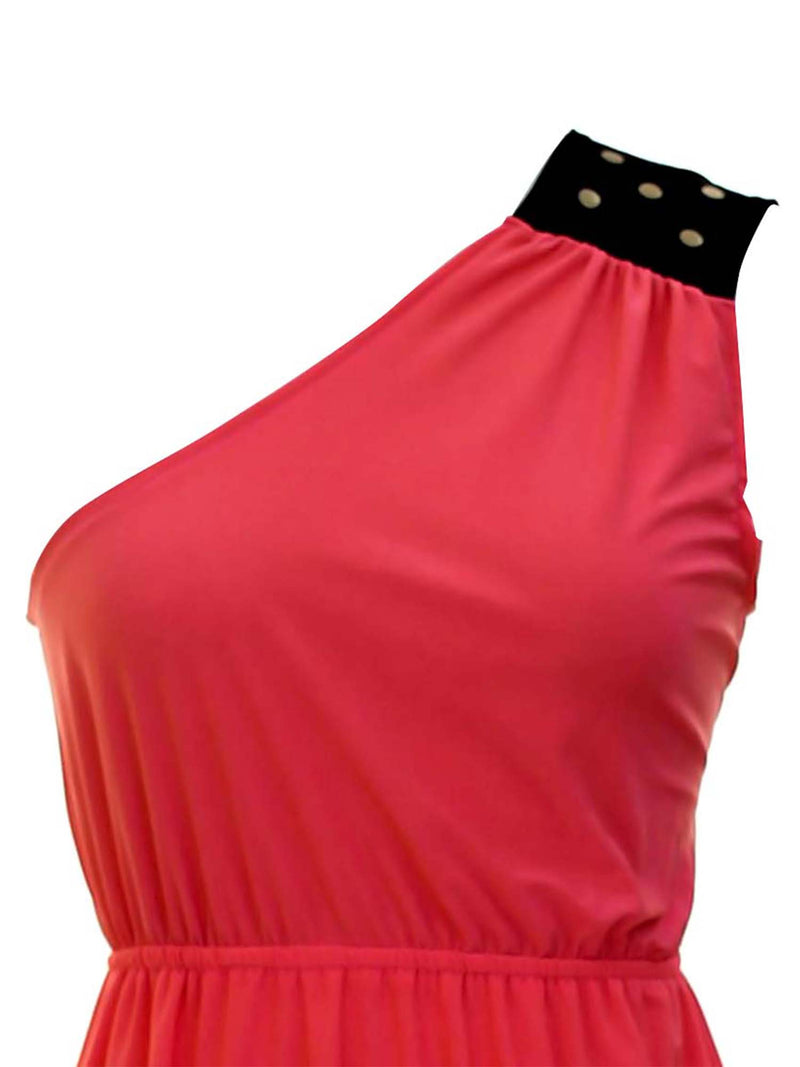 One Shoulder Studded Empire Waist Dress