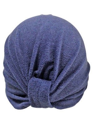 Terry Cloth Turban Head Wrap With Button Detail