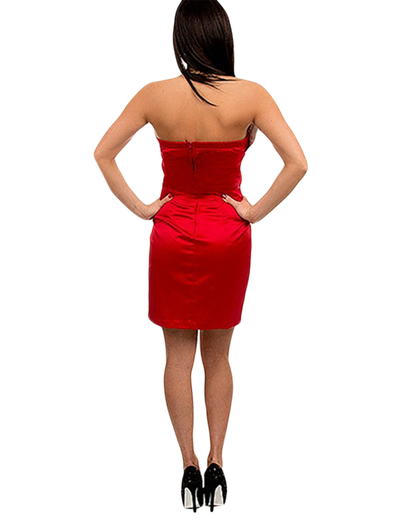 Satin Strapless Dress With Ruffle Bust