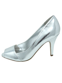 Peep Toe 3" Heel Metallic Pumps For Women