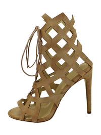 Caged Lace-Up High Heel Womens Booties