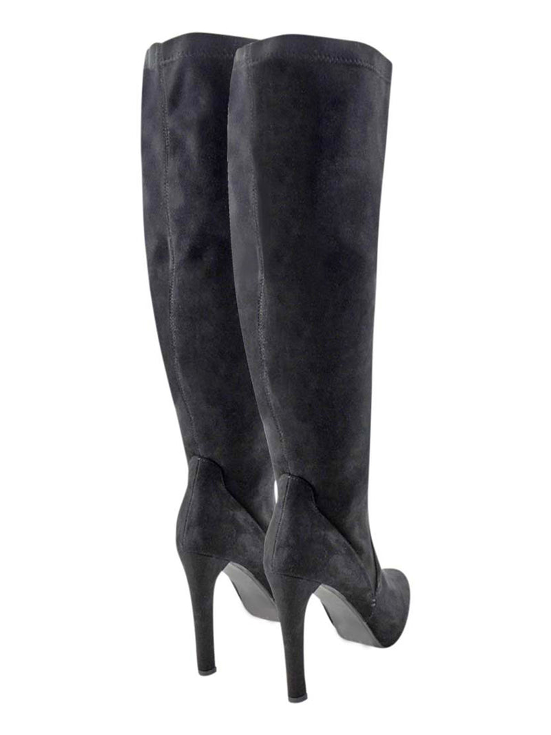 Knee High Heel Womens Suede-Like Boots